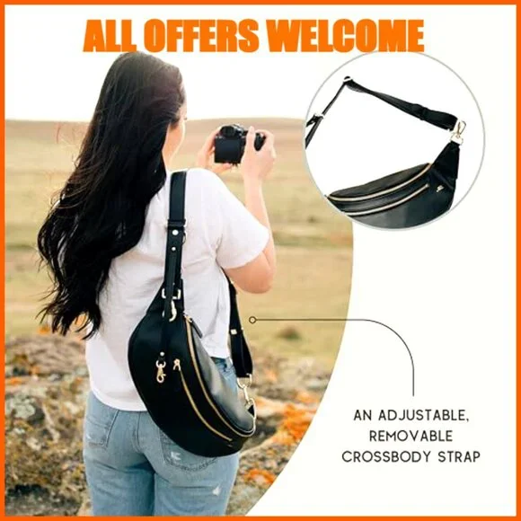 Vegan Leather Crossbody Camera Bag with Protective Suede Interior
